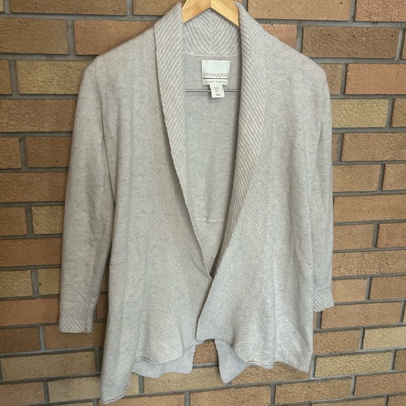 Cynthia Rowley 100% Cashmere Beige Open Front Cardigan Sweater Size Small - Picture 1 of 5